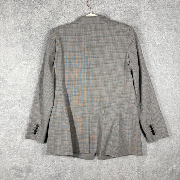 NEW LOFT Versa Plaid Seasonless‎ Stretch Double Breasted Blaze Sz 12 Petite Gray - Picture 4 of 10